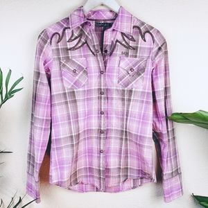 Cruel Girl Cowgirl Plaid Pink Western Shirt XS